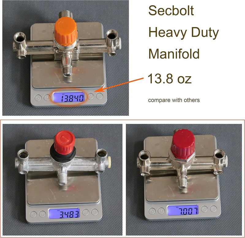 Secbolt Pressure Switch Manifold Regulator Gauges Air Compressor Pressure Switch Control Valve 90-120PSI (Vertical Switch) - Image 5